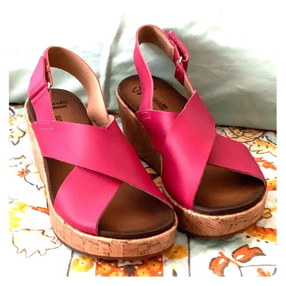 Clarks leather wedge sandal